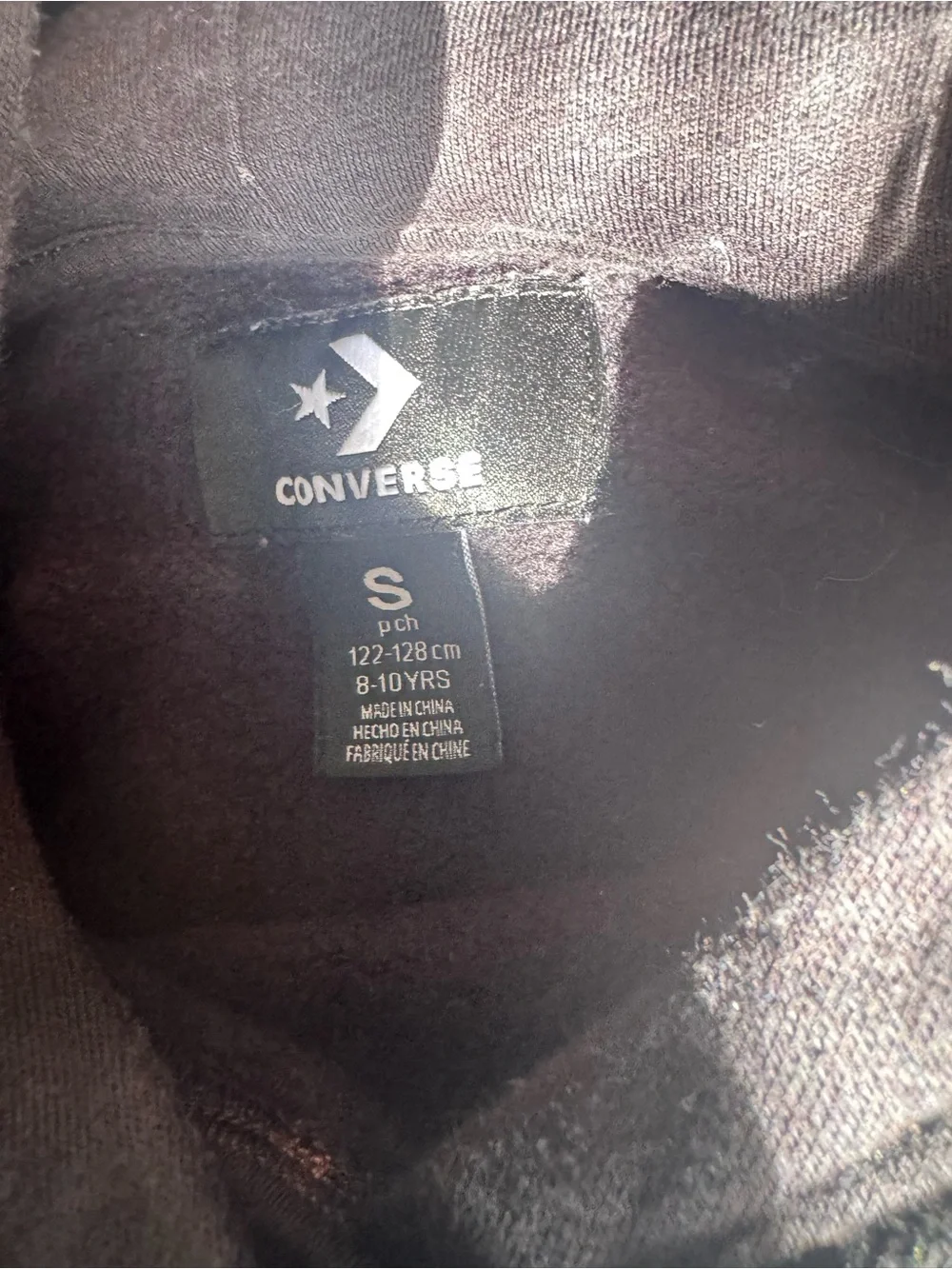 Converse Black Cropped Boxy Hoodie Girls Size S 8-10 Script Star